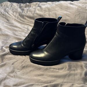 Ecco Black Ankle Booties with front platform for comfort